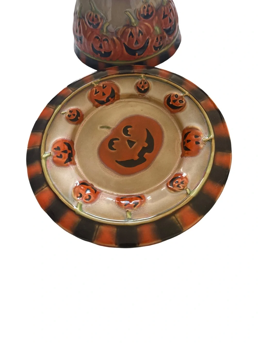 Yankee Candle Halloween Pumpkin Patch Ceramic Candle Holder With Plate